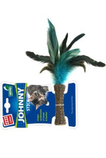 Hračka kočka GiGwi Johnny Stick Catnip s modrými peří PRODEJNA